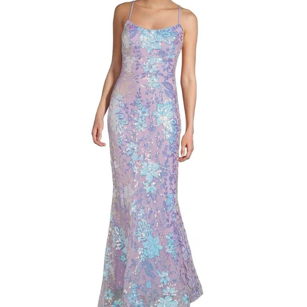 Morgan And Company Sequin Lavender Full Lrngth Dress